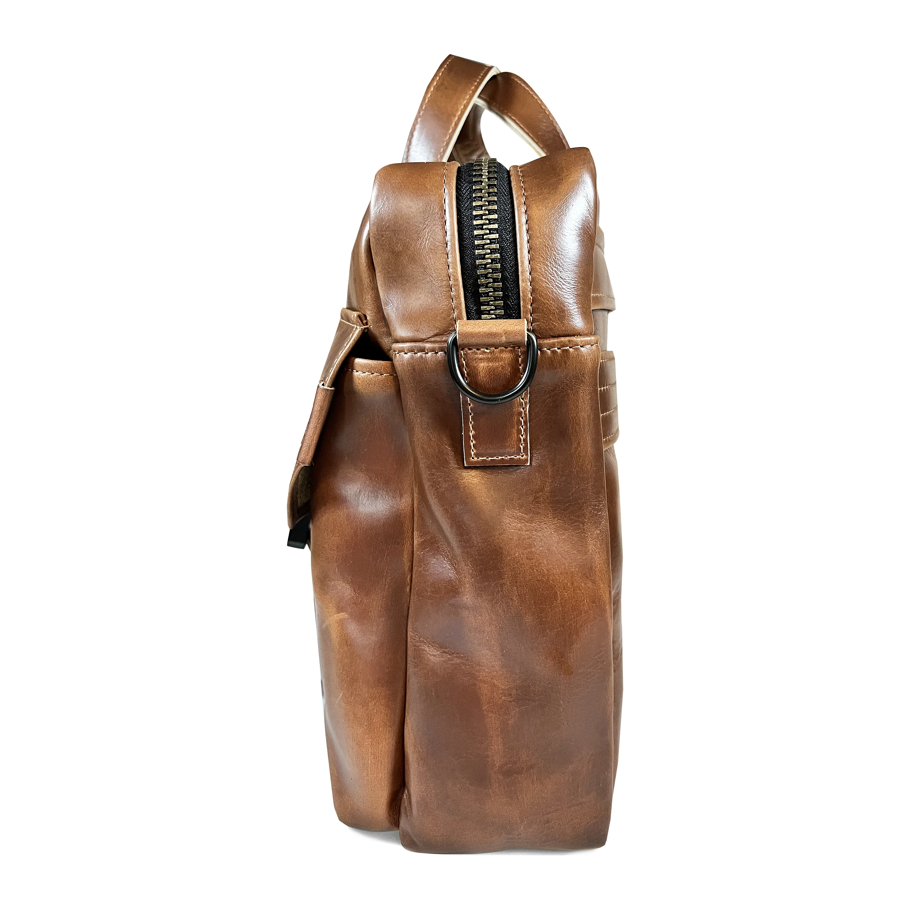 Defender Briefcase / Horween Whiskey Cavalier Leather Strap Limited Edition / TexWax™ Autumn Plaid Lining Bundle / Ships in 6-10 Weeks - Image 2