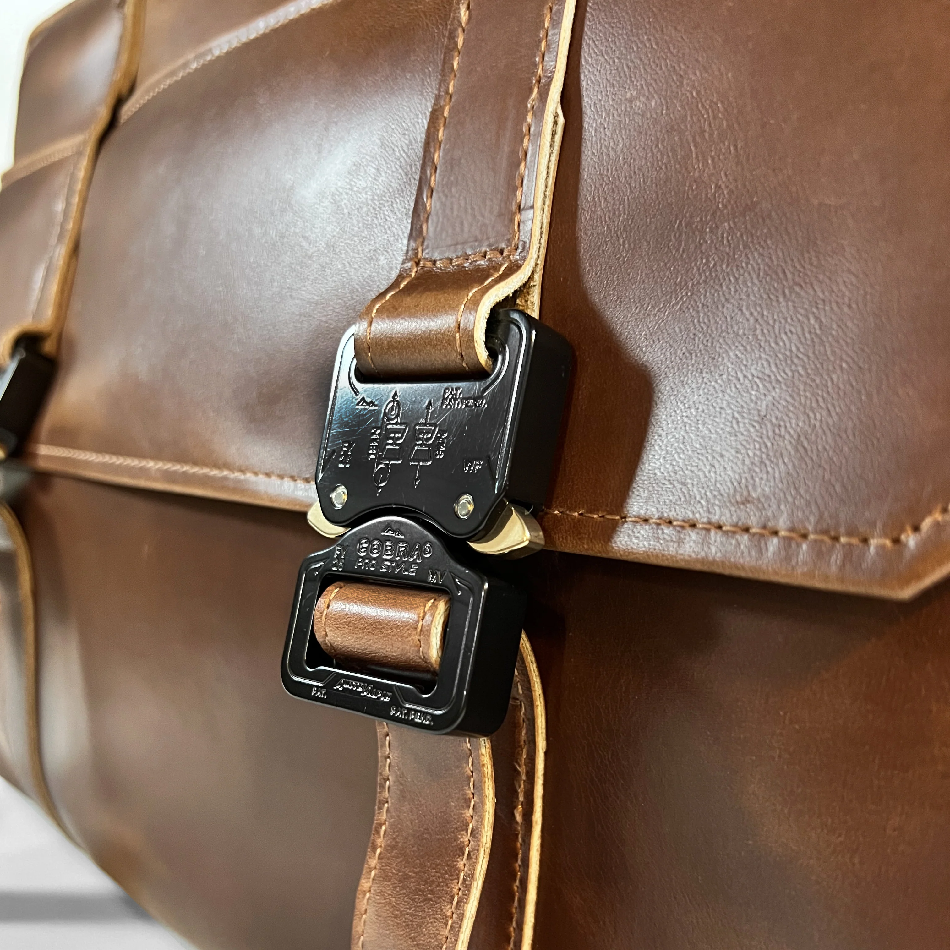 Defender Briefcase / Horween Whiskey Cavalier Leather Strap Limited Edition / TexWax™ Autumn Plaid Lining Bundle / Ships in 6-10 Weeks - Image 4