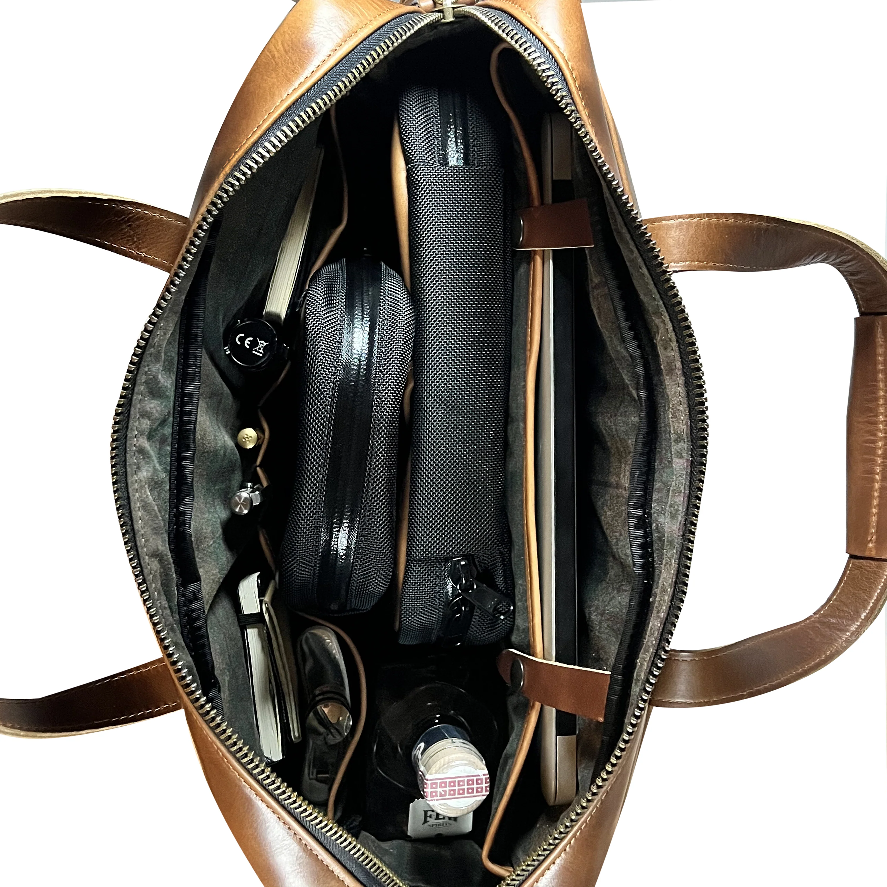 Defender Briefcase / Horween Whiskey Cavalier Leather Strap Limited Edition / TexWax™ Autumn Plaid Lining Bundle / Ships in 6-10 Weeks - Image 6