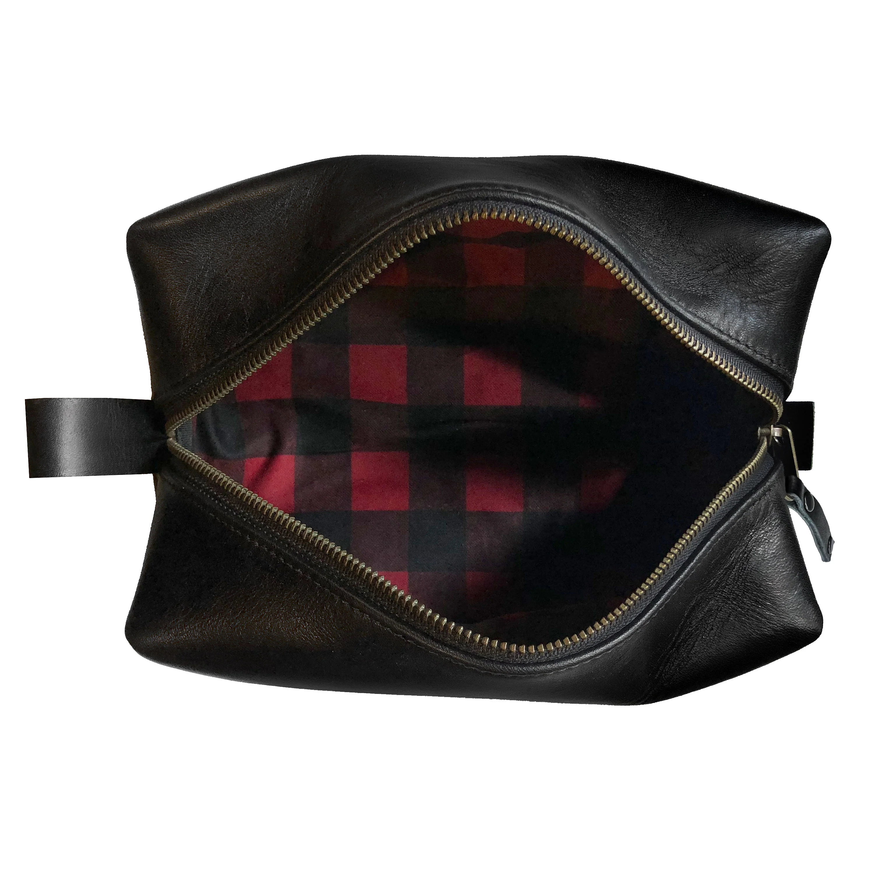 Dopp Kit / Horween Essex Rookery Leather x Buffalo Plaid Wax Canvas / Ships in 3-4 Weeks - Image 2