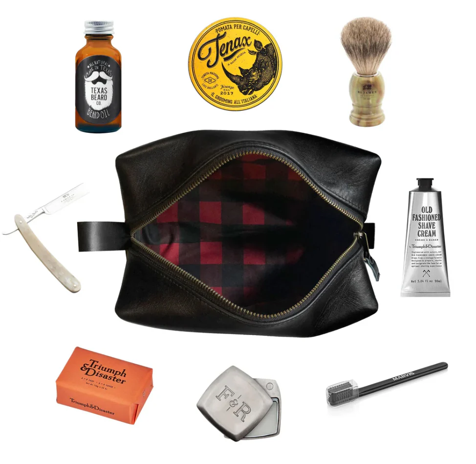 Dopp Kit / Horween Essex Rookery Leather x Buffalo Plaid Wax Canvas / Ships in 3-4 Weeks - Image 8