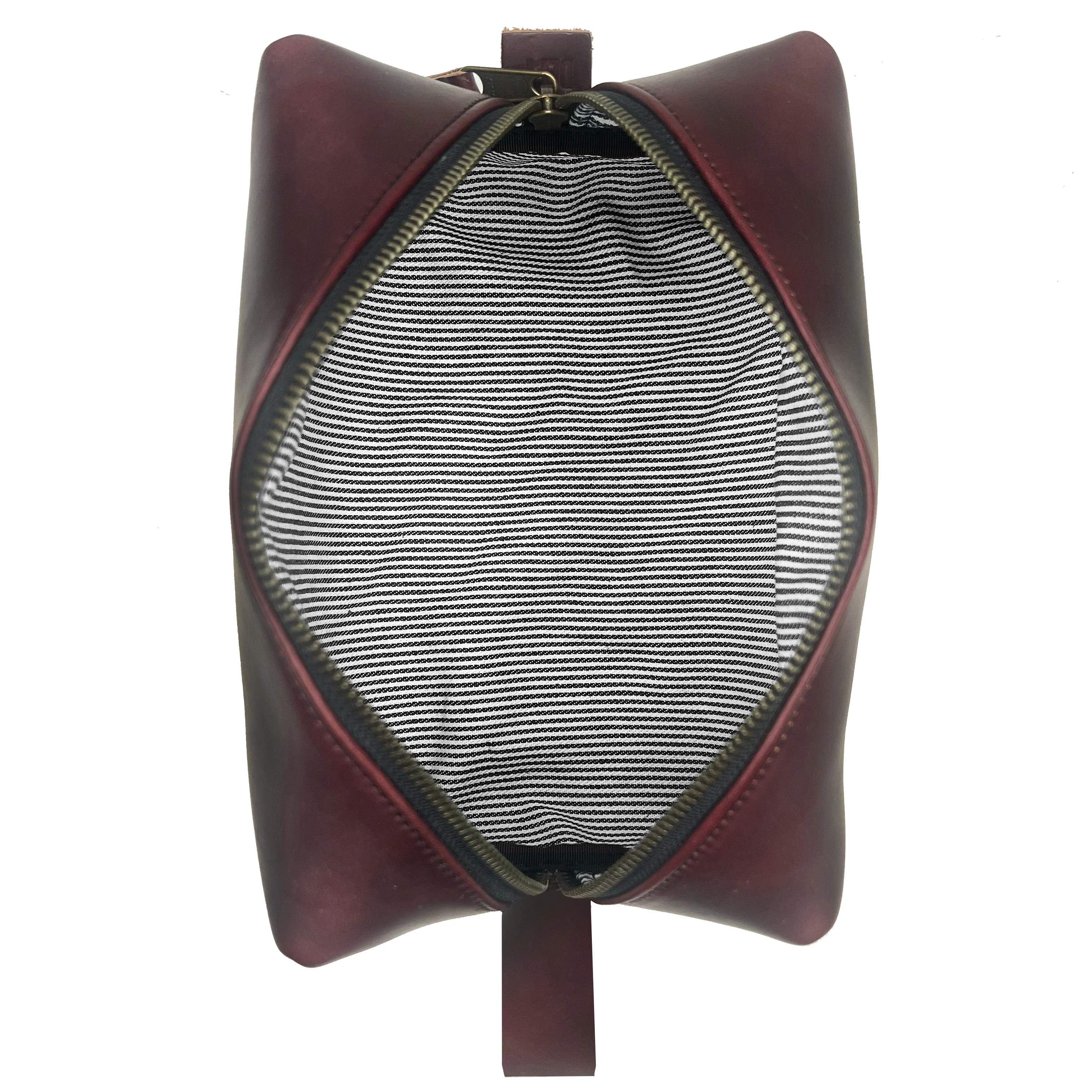 Dopp Kit / Horween Oxblood Chromexel® Leather x  Japanese Train Conductor Denim - Image 2