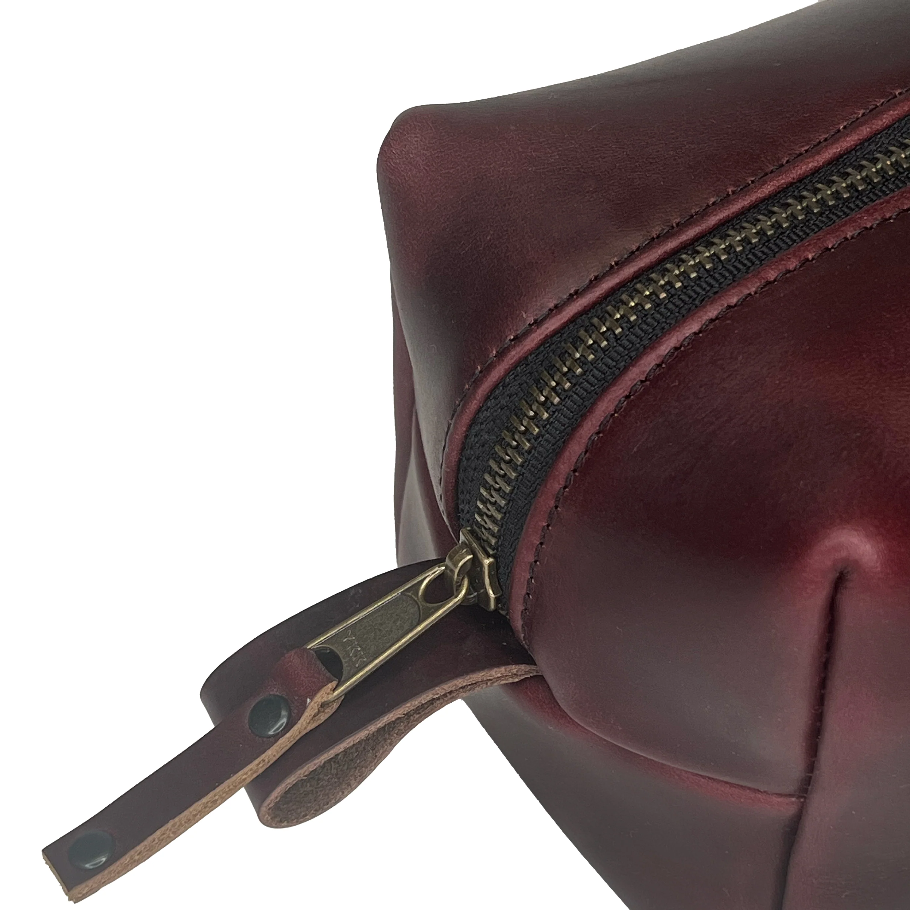 Dopp Kit / Horween Oxblood Chromexel® Leather x  Japanese Train Conductor Denim - Image 8