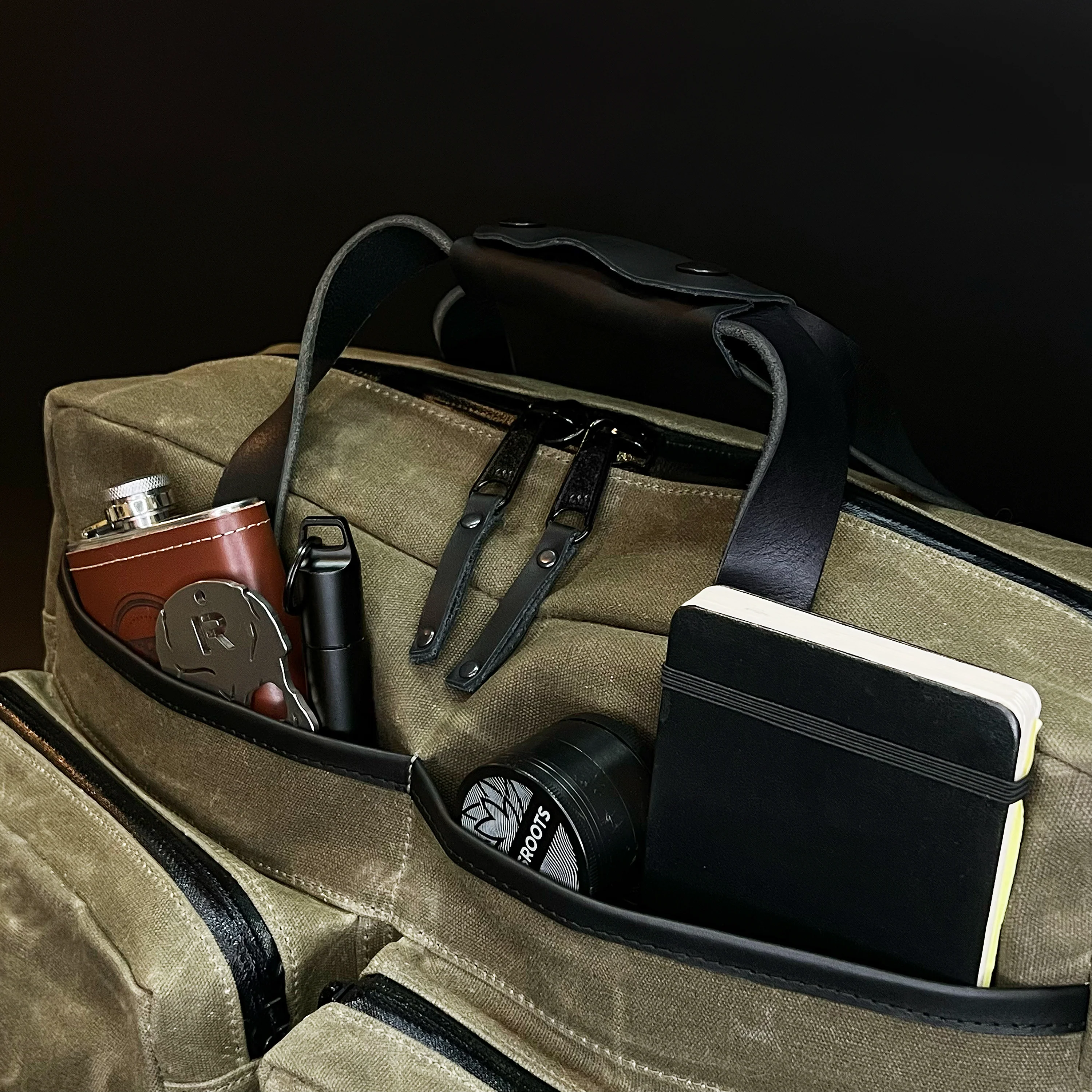 Epic 48 Hour Briefcase / Military Tent Inspired OD Wax Canvas x Coyote X-Pac™ Edition / Ships in 6-10 Weeks - Image 2