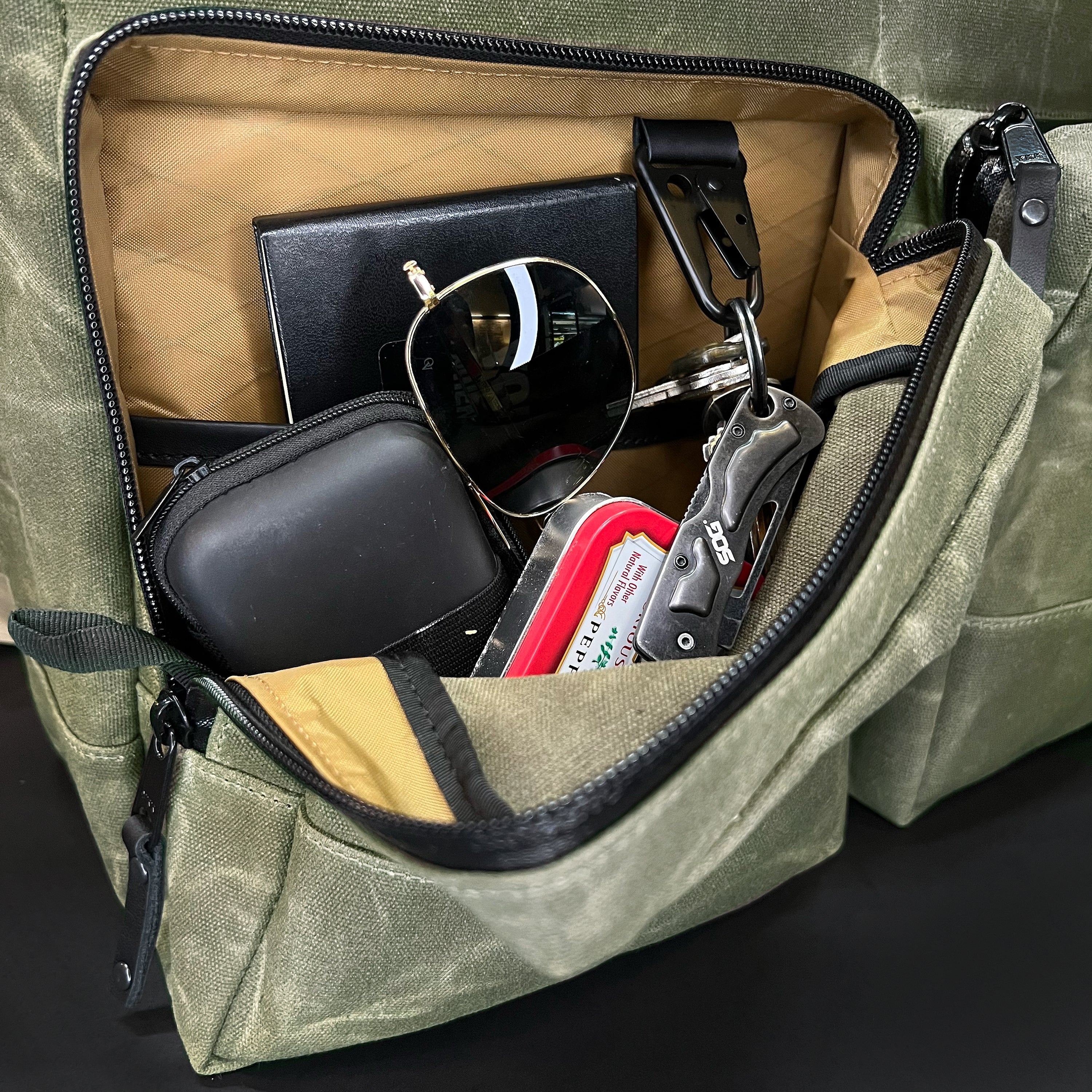 Epic 48 Hour Briefcase / Military Tent Inspired OD Wax Canvas x Coyote X-Pac™ Edition / Ships in 6-10 Weeks - Image 3