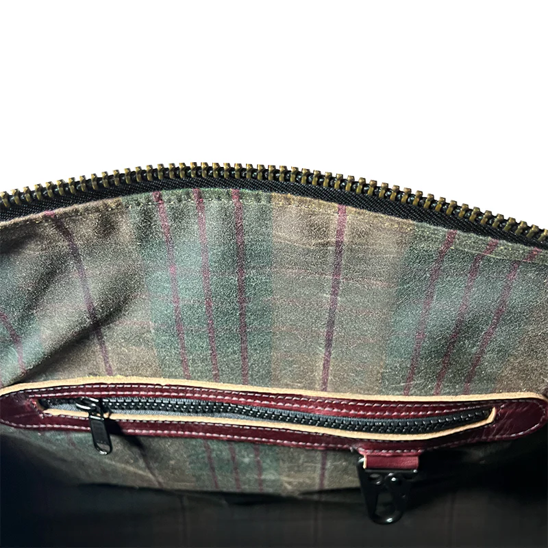 The Ultimate Overnighter / Horween OxBlood Leather / Autumn Plaid Lining Bundle / Last 1 - Image 3